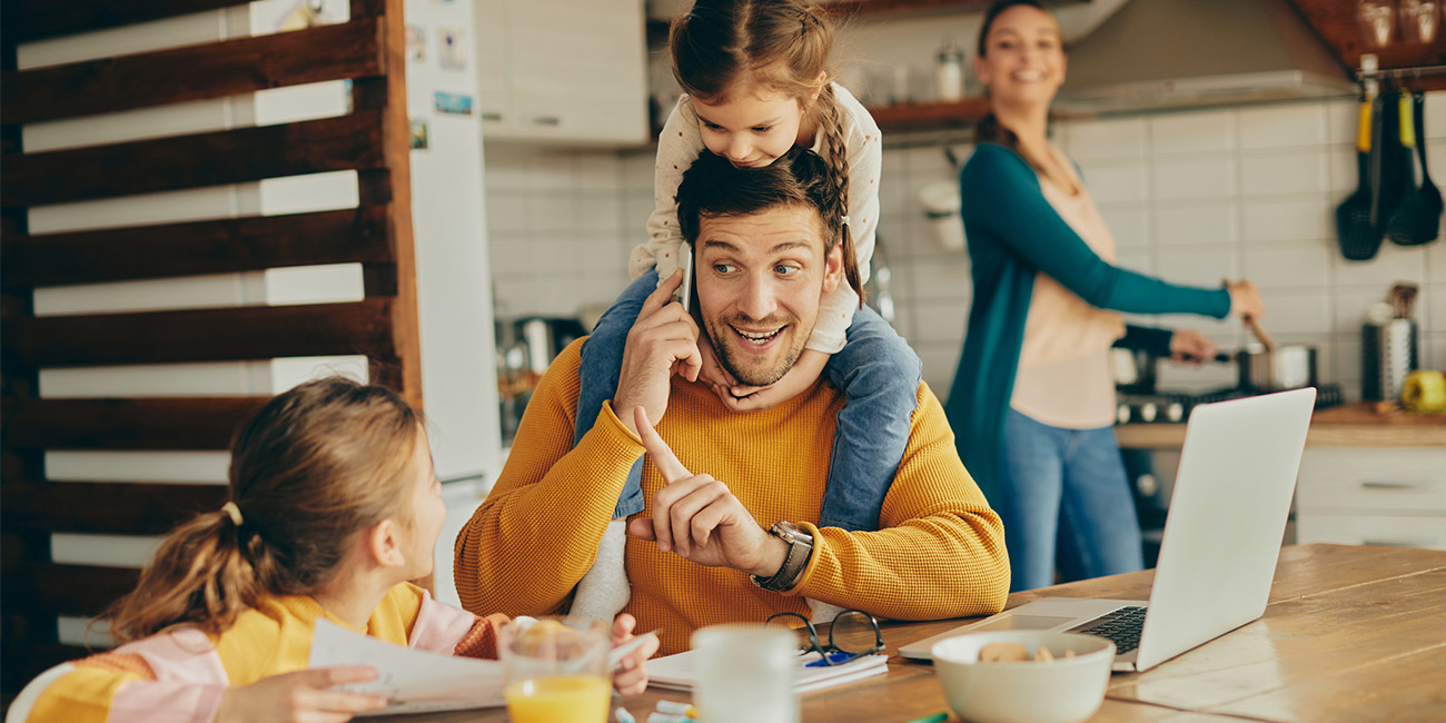 Parents busy with two kids