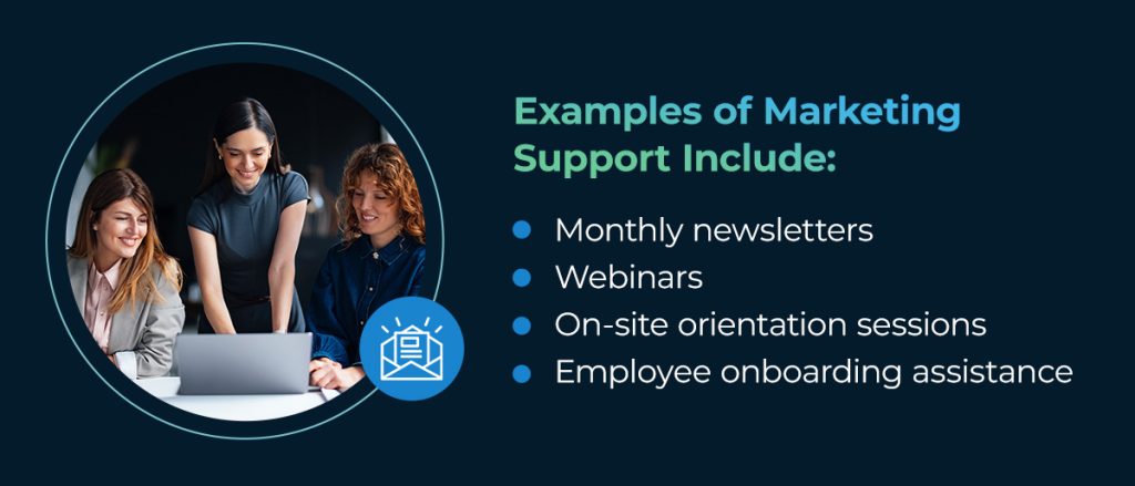 Examples of marketing support