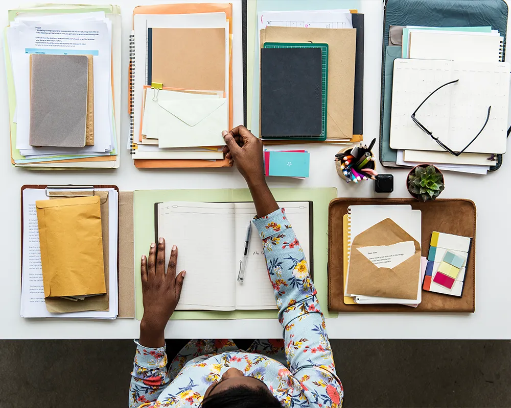 Overhead Desk Photo with Paperwork