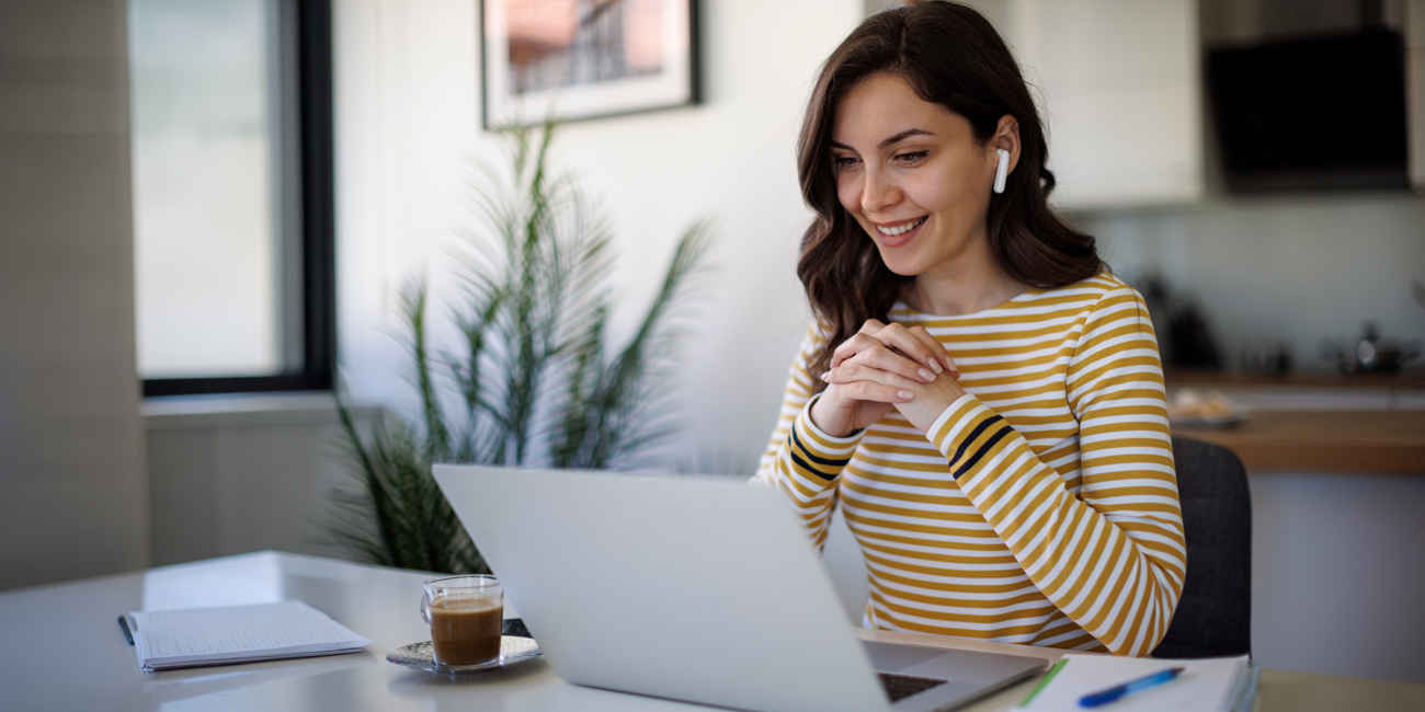 woman at a computer on a video call
