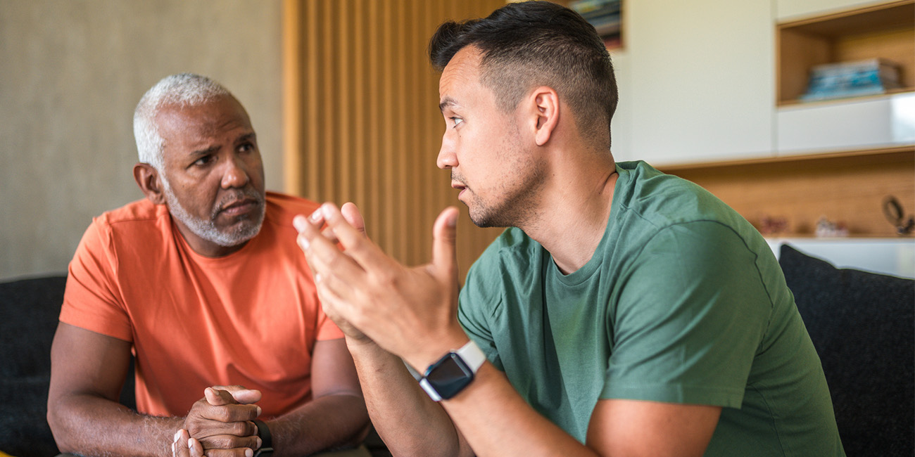 Two men having a discussion