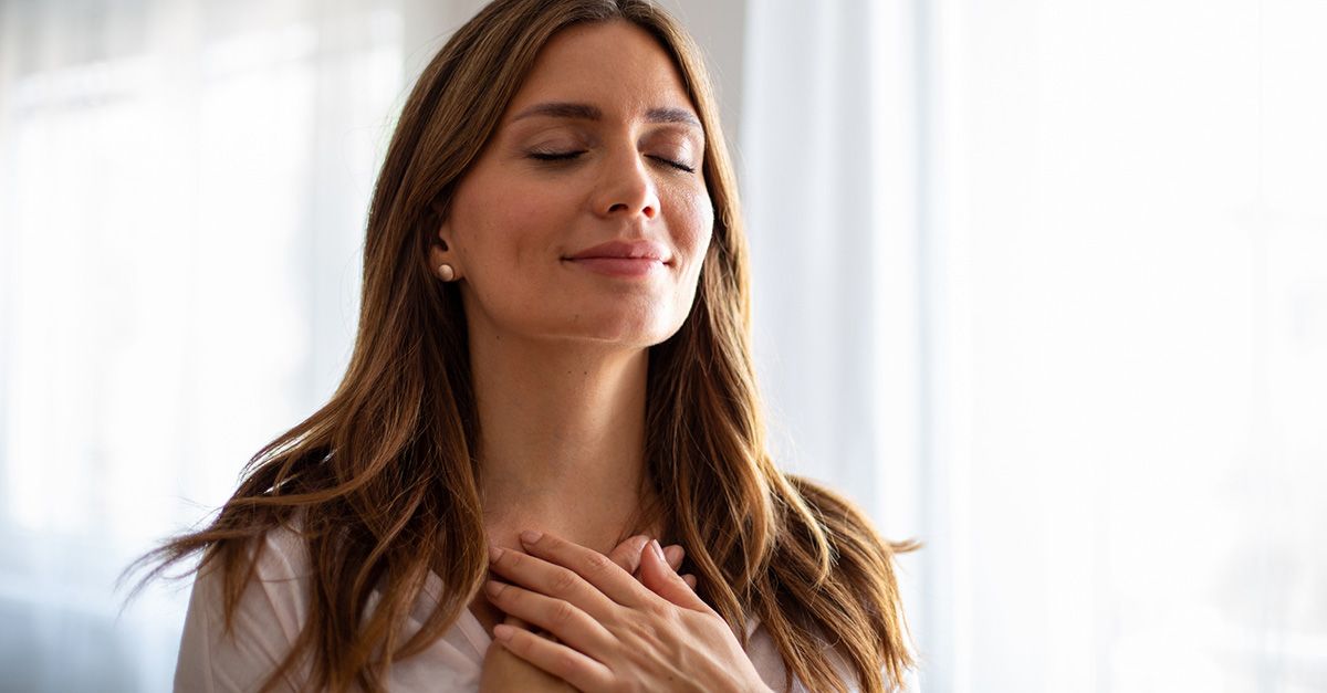 Woman practicing emotional regulation.